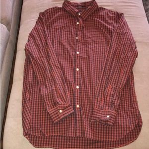 Lucky Brand Red/Blue Plaid Button Down Slim Fit Shirt in Mens XXL.